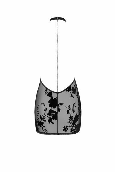 Платье Noir Handmade F313 Mythos, 3XL, black, прозрачное, мини, открытая спина, декор из стразов SX0320 фото