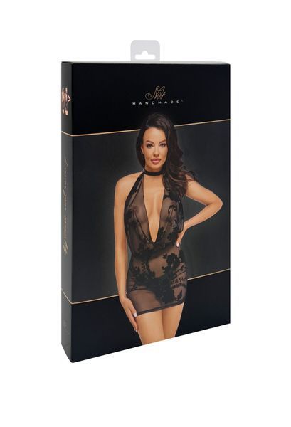 Платье Noir Handmade F313 Mythos, 3XL, black, прозрачное, мини, открытая спина, декор из стразов SX0320 фото
