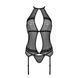 Корсет з пажами Passion SATARA CORSET S/M black, стрінги, мереживо, застібки спереду та ззаду SO8476 фото 3