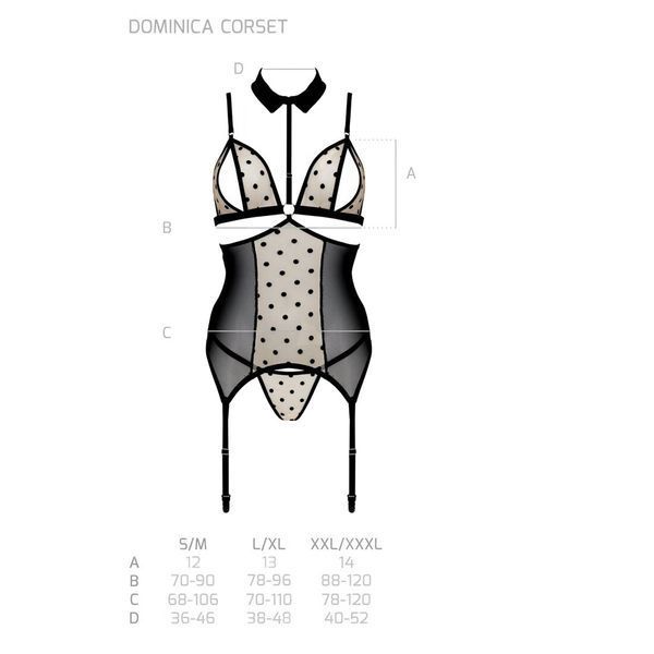 Корсет з відкритими грудьми Passion DOMINICA CORSET XXL/XXXL beige, пажі для панчіх, стрінги SO8432 фото