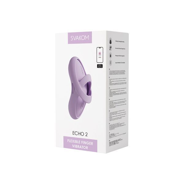 Смарт-вібратор для клітора Svakom Echo 2 Pink Lilac, підігрів до 38 &deg;C, знімна насадка на палець SX2449 фото