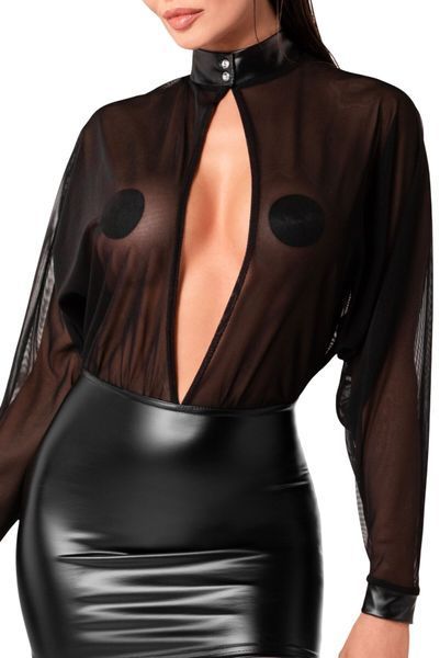 Платье Noir Handmade F348 Powerwetlook and tulle dress - 3XL SX2094 фото