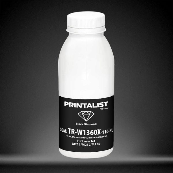 Тонер PRINTALIST для HP LJ M211/M212/M236 бутль 110г Black (TR-W1360X-110-PL) 2835011185 фото