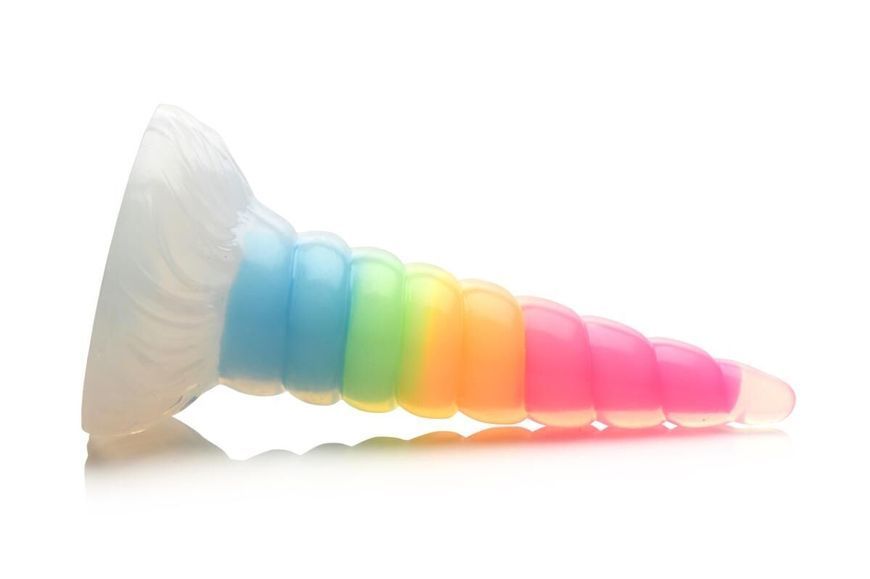 Фентезійний фалоімітатор Creature Cocks Luminescent Rainbow Silicone Dildo, світиться в темряві, 19,6 см SX2222 фото