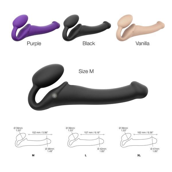 Безремневой страпон с вибрацией Strap-On-Me Vibrating Violet L, диам. 4,2 см, пульт ДУ, регулируемый SO3826 фото